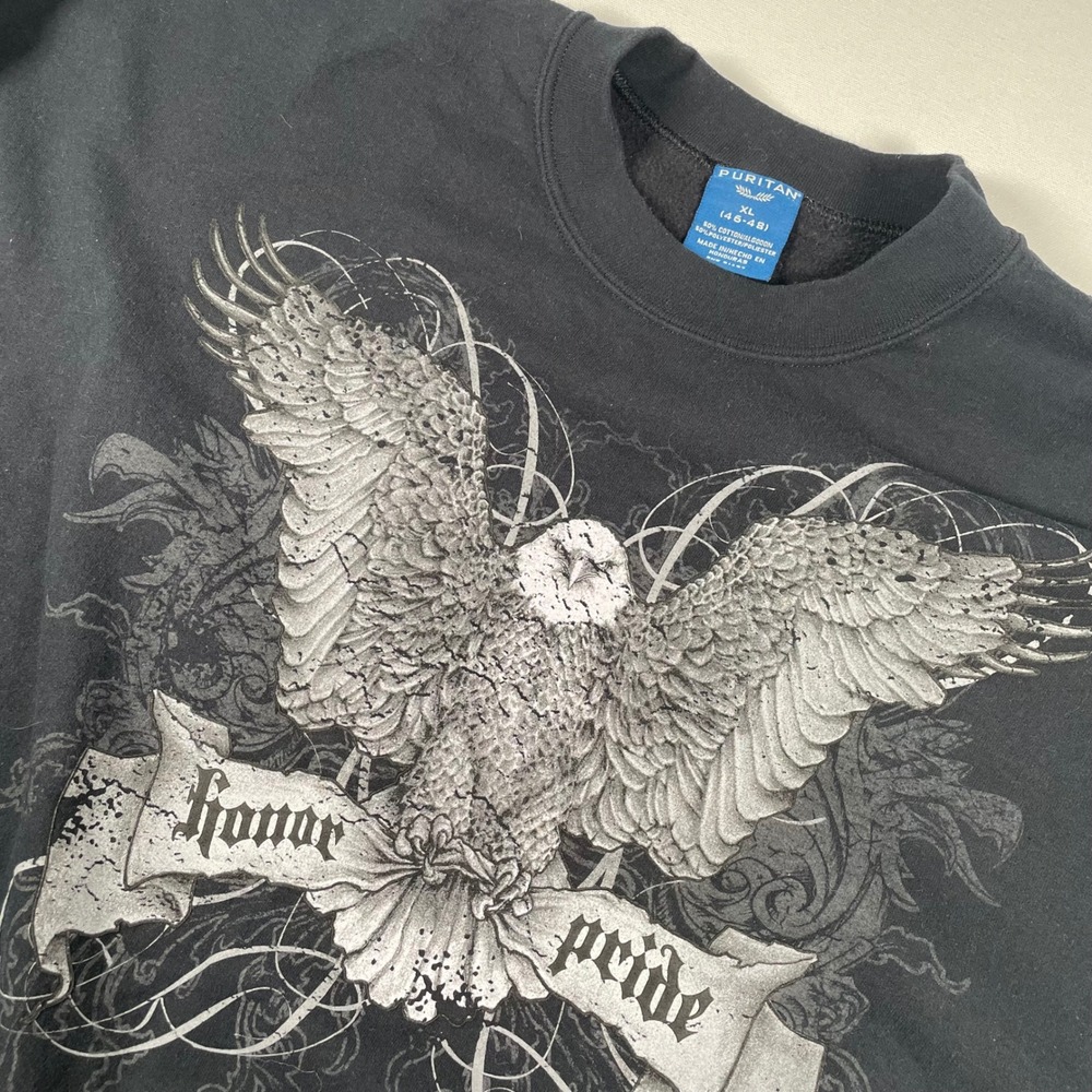 Puritan Eagle‎ Graphic Print Honor Pride Crewneck Sweatshirt XL